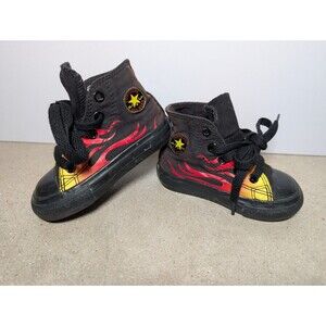 Converse Chuck Taylor All Star Hi Flames Fire Black Toddler Shoes Size 4T